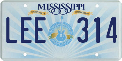 MS license plate LEE314