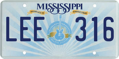 MS license plate LEE316