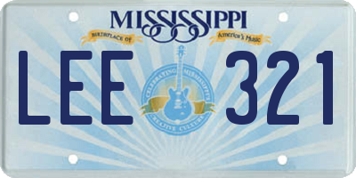 MS license plate LEE321