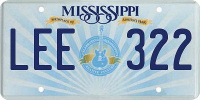 MS license plate LEE322