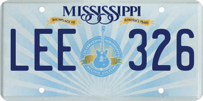 MS license plate LEE326