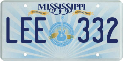MS license plate LEE332