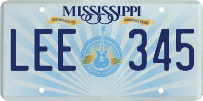 MS license plate LEE345