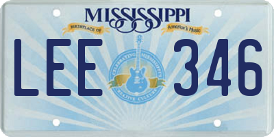 MS license plate LEE346
