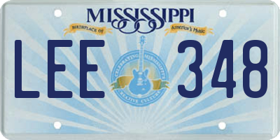MS license plate LEE348