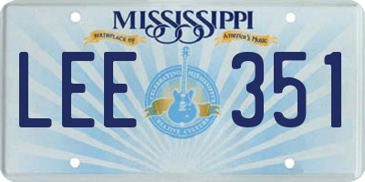 MS license plate LEE351