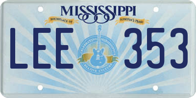 MS license plate LEE353