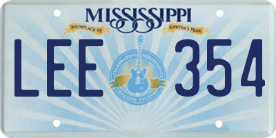 MS license plate LEE354