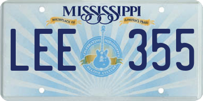 MS license plate LEE355