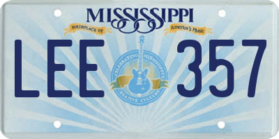 MS license plate LEE357