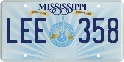MS license plate LEE358