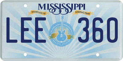 MS license plate LEE360