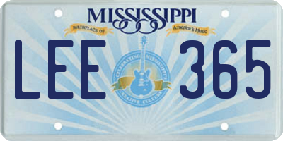 MS license plate LEE365