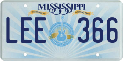 MS license plate LEE366