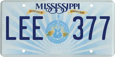 MS license plate LEE377