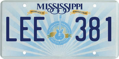 MS license plate LEE381