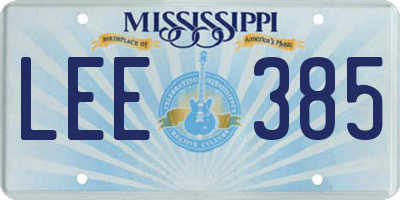 MS license plate LEE385