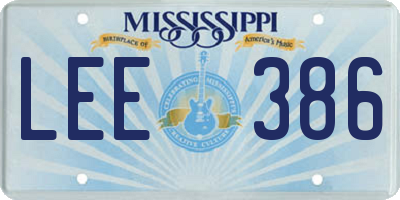MS license plate LEE386