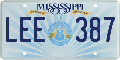 MS license plate LEE387