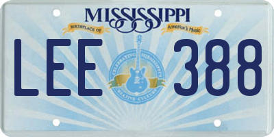 MS license plate LEE388