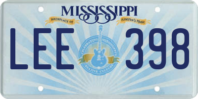 MS license plate LEE398