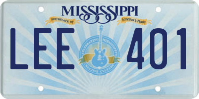 MS license plate LEE401