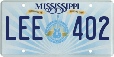 MS license plate LEE402