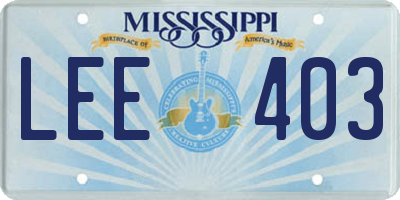 MS license plate LEE403