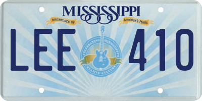 MS license plate LEE410