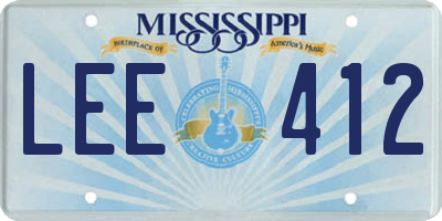 MS license plate LEE412
