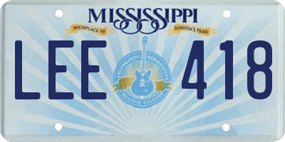 MS license plate LEE418