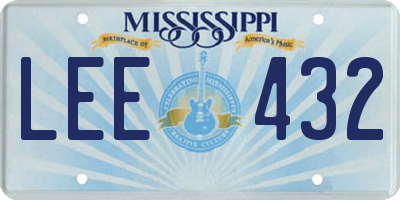 MS license plate LEE432