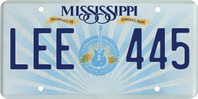 MS license plate LEE445