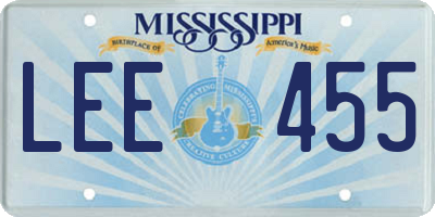 MS license plate LEE455