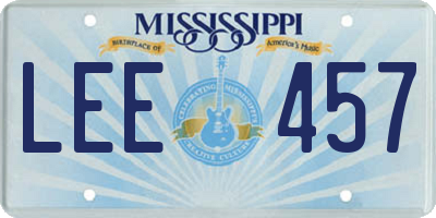 MS license plate LEE457