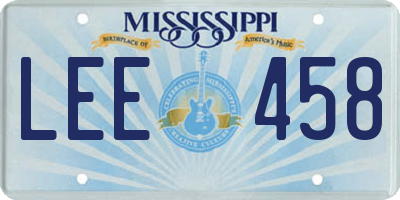 MS license plate LEE458