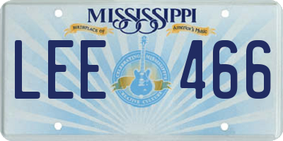 MS license plate LEE466