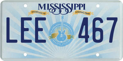 MS license plate LEE467