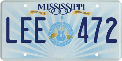 MS license plate LEE472
