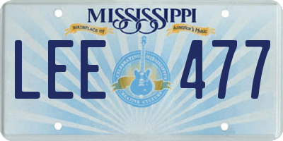 MS license plate LEE477