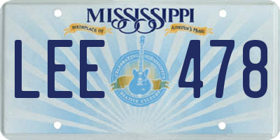 MS license plate LEE478