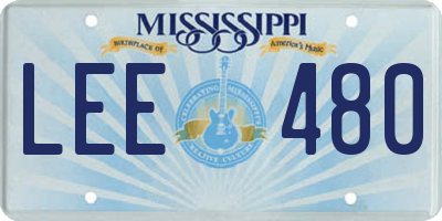 MS license plate LEE480