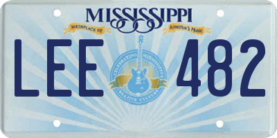 MS license plate LEE482