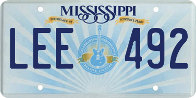 MS license plate LEE492