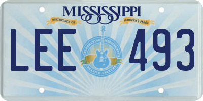 MS license plate LEE493