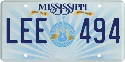 MS license plate LEE494