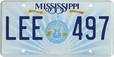 MS license plate LEE497