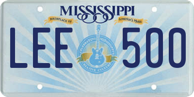MS license plate LEE500