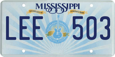 MS license plate LEE503