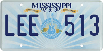 MS license plate LEE513